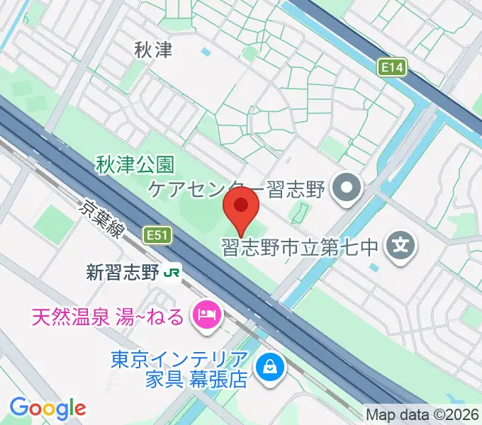 秋津公園多目的広場の地図