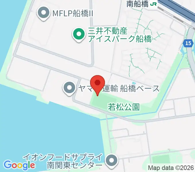 若松公園野球場の地図