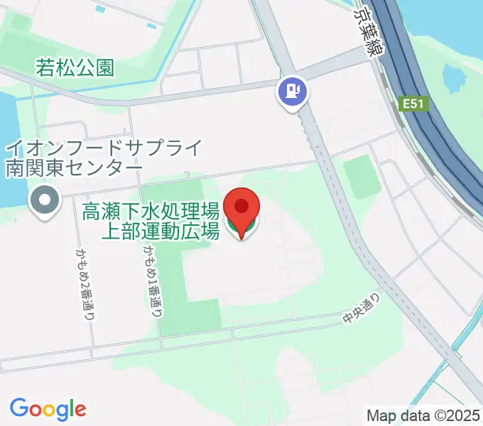 高瀬下水処理場上部運動広場の地図