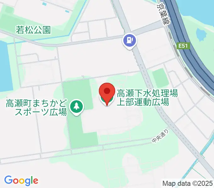 高瀬下水処理場上部運動広場の地図