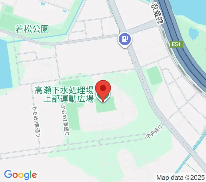 高瀬下水処理場上部運動広場の地図