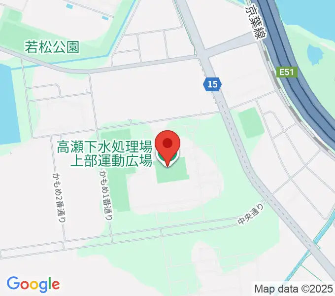 高瀬下水処理場上部運動広場の地図