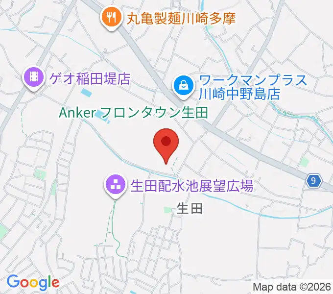 生田多目的広場の地図