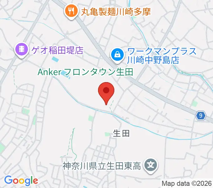 生田多目的広場の地図