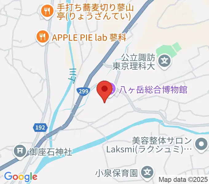茅野市八ヶ岳総合博物館の地図