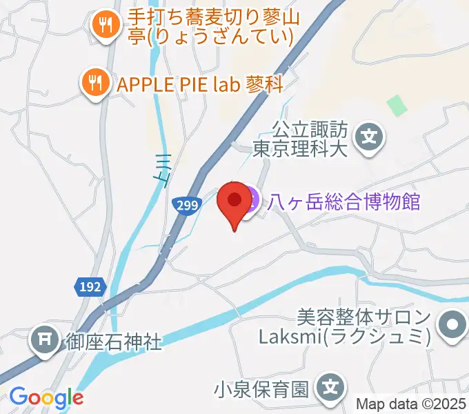 茅野市八ヶ岳総合博物館の地図