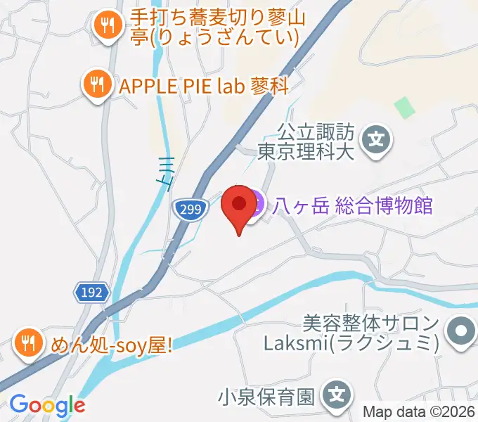 茅野市八ヶ岳総合博物館の地図