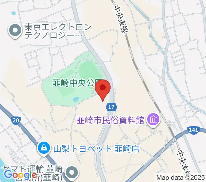 東京エレクトロン 韮崎アリーナの地図