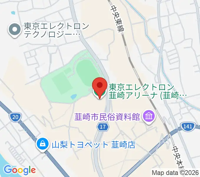 東京エレクトロン 韮崎アリーナの地図