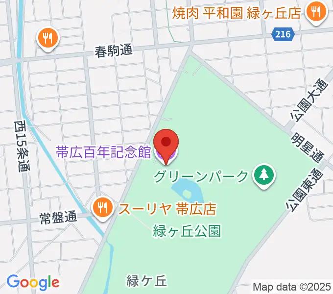 帯広百年記念館の地図