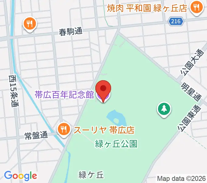 帯広百年記念館の地図
