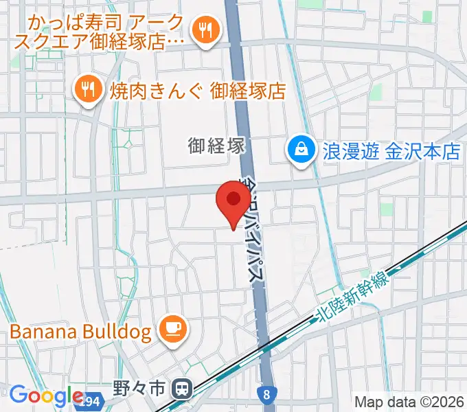 野々市市ふるさと歴史館の地図