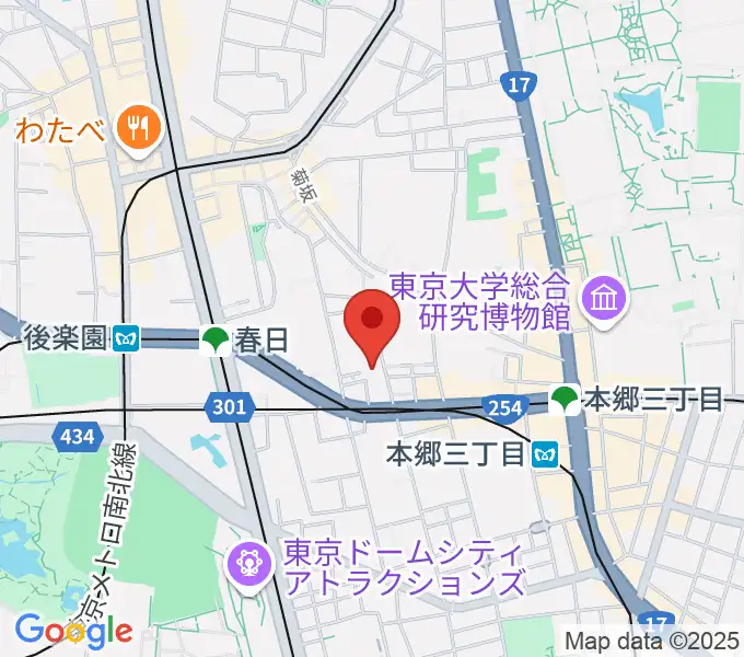 文京ふるさと歴史館の地図