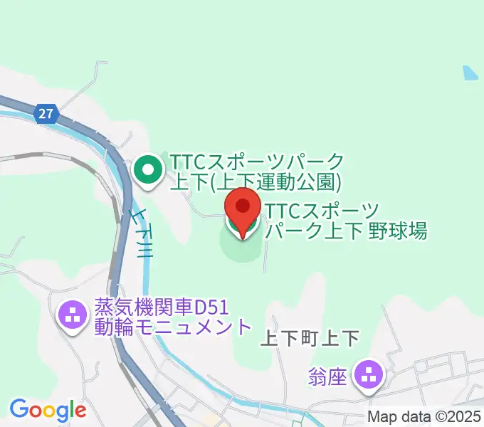 TTCスポーツパーク上下野球場の地図