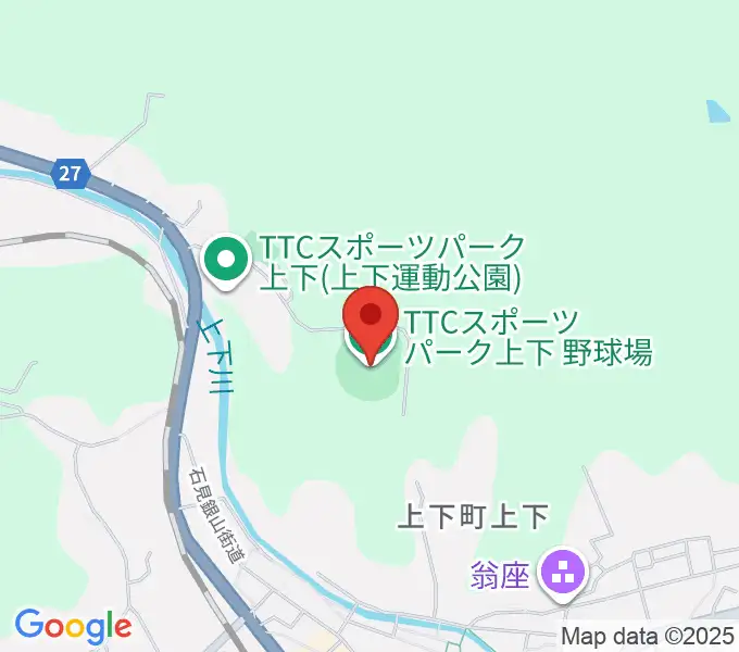 TTCスポーツパーク上下野球場の地図