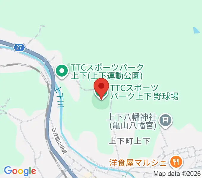 TTCスポーツパーク上下野球場の地図