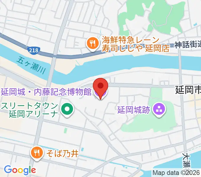 延岡城・内藤記念博物館の地図