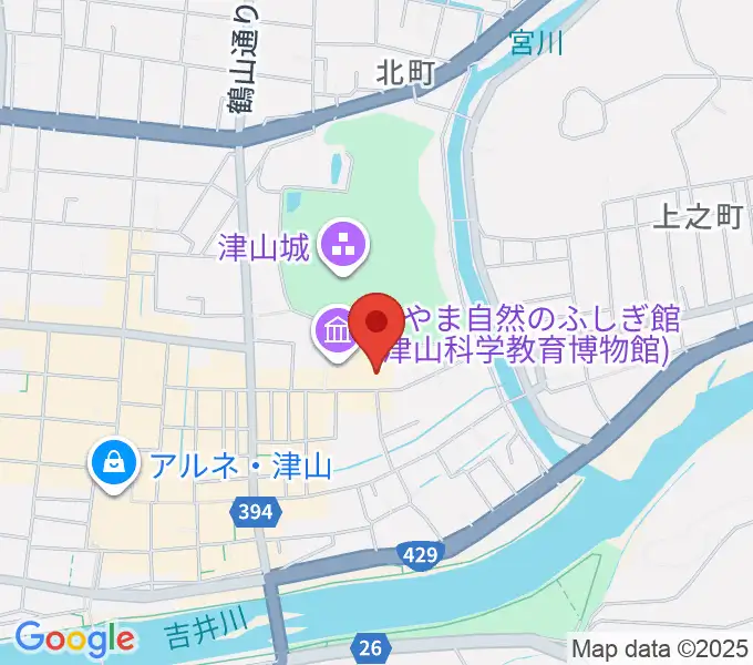 津山郷土博物館の地図