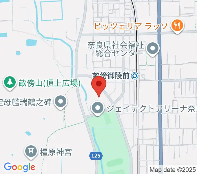 奈良県立橿原考古学研究所附属博物館の地図