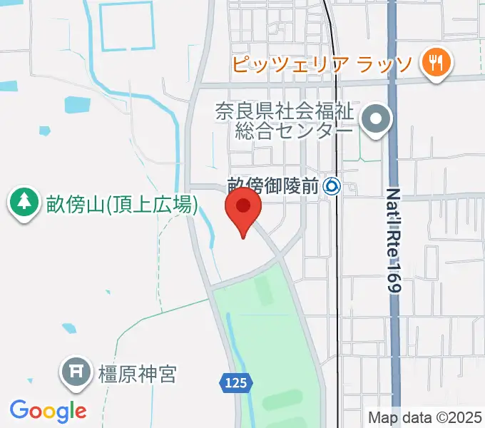 奈良県立橿原考古学研究所附属博物館の地図