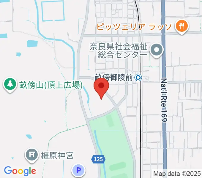奈良県立橿原考古学研究所附属博物館の地図