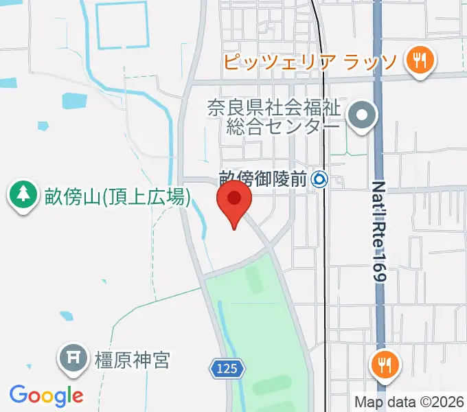 奈良県立橿原考古学研究所附属博物館の地図