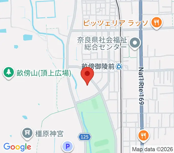 奈良県立橿原考古学研究所附属博物館の地図