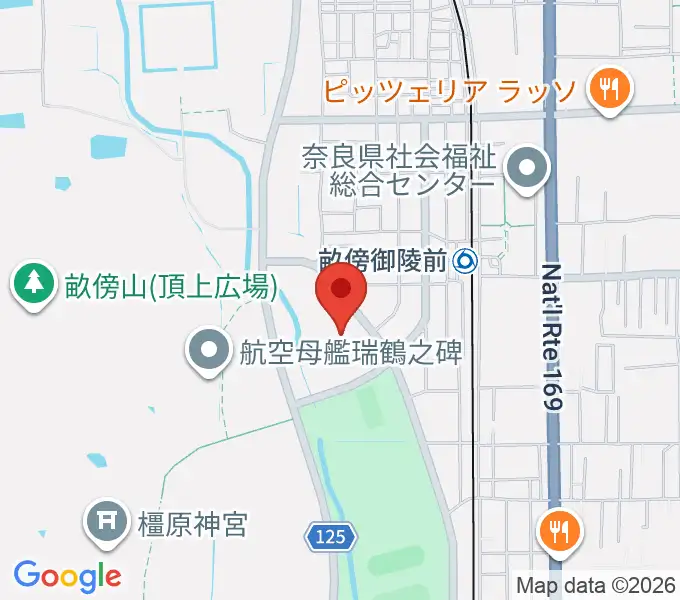 奈良県立橿原考古学研究所附属博物館の地図