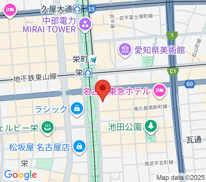 中日ホールの地図