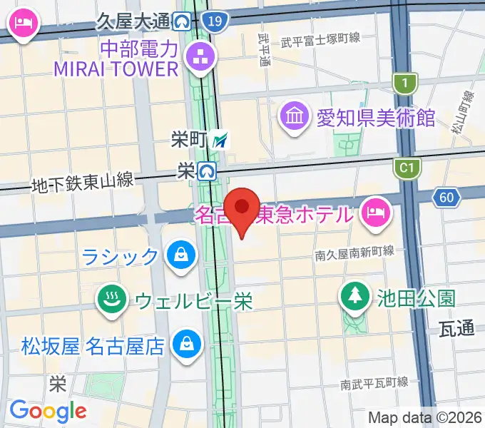 中日ホールの地図