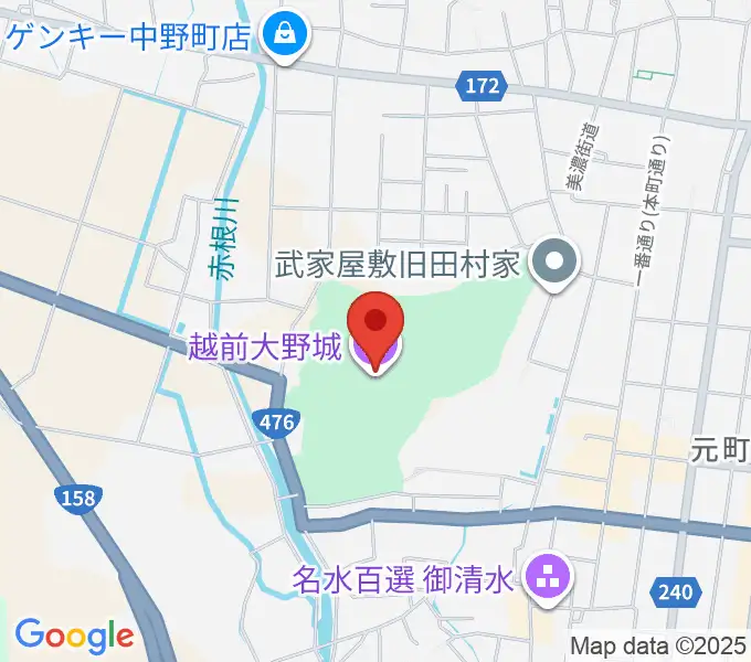 越前大野城の地図