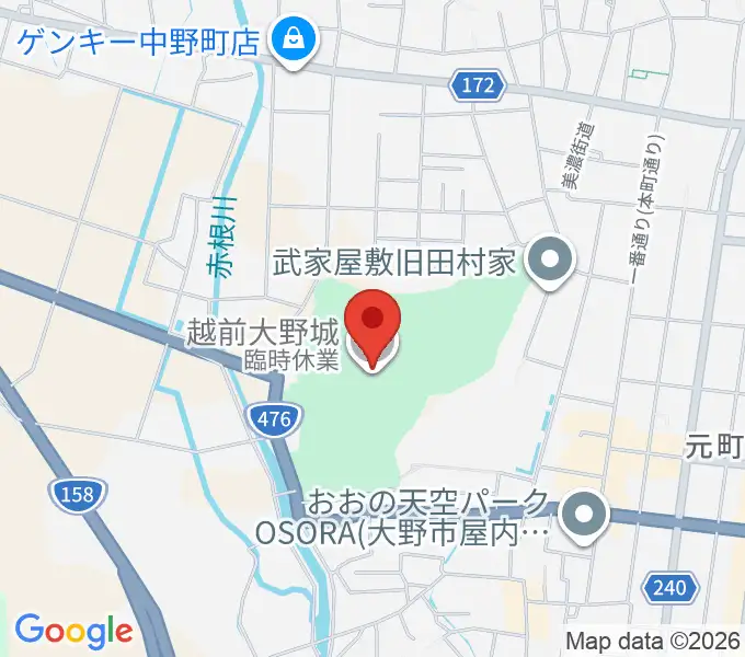 越前大野城の地図