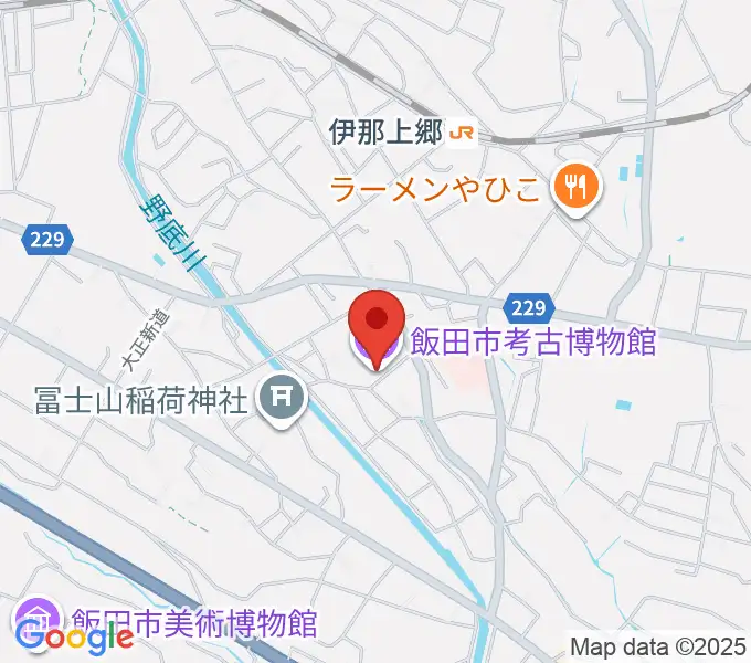 飯田市考古博物館の地図
