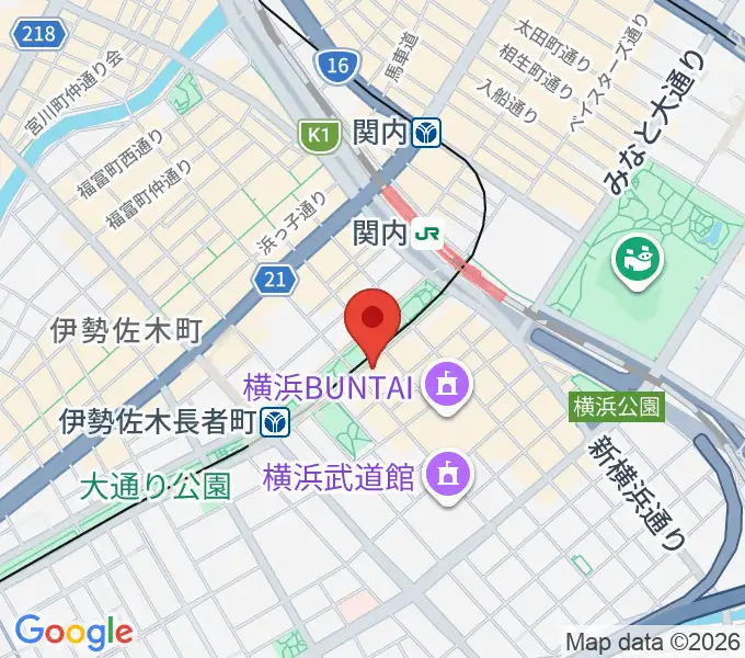 横浜市技能文化会館 匠プラザの地図