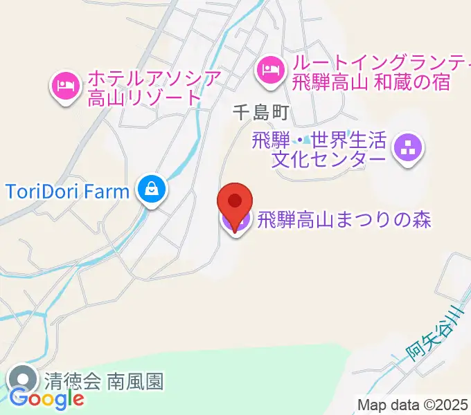 飛騨高山まつりの森ミュージアムの地図