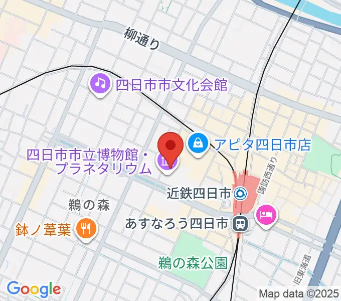 四日市市立博物館の地図