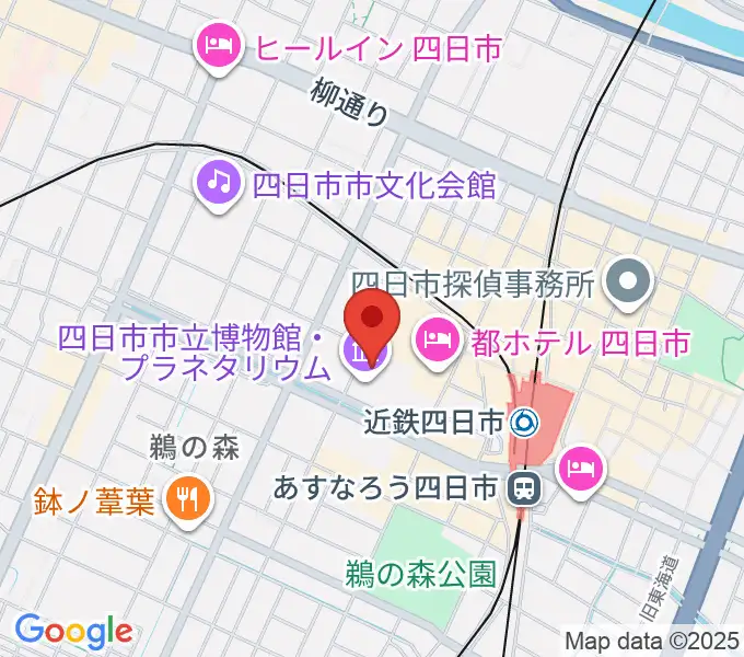 四日市市立博物館の地図