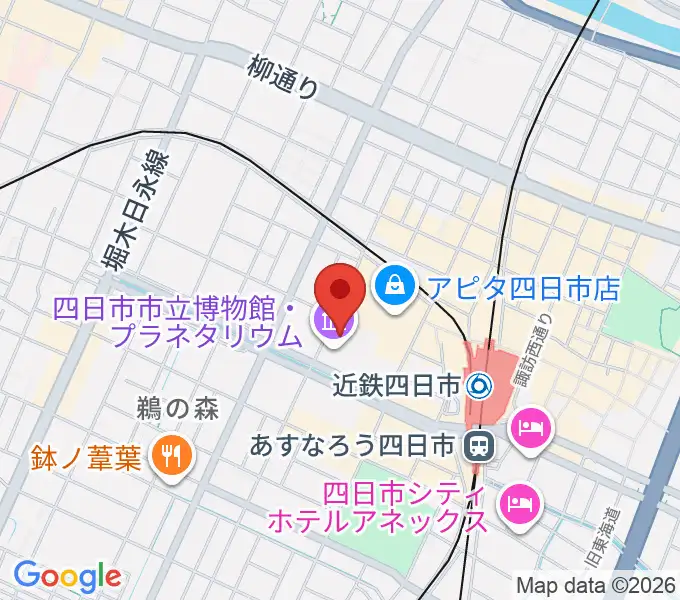 四日市市立博物館の地図