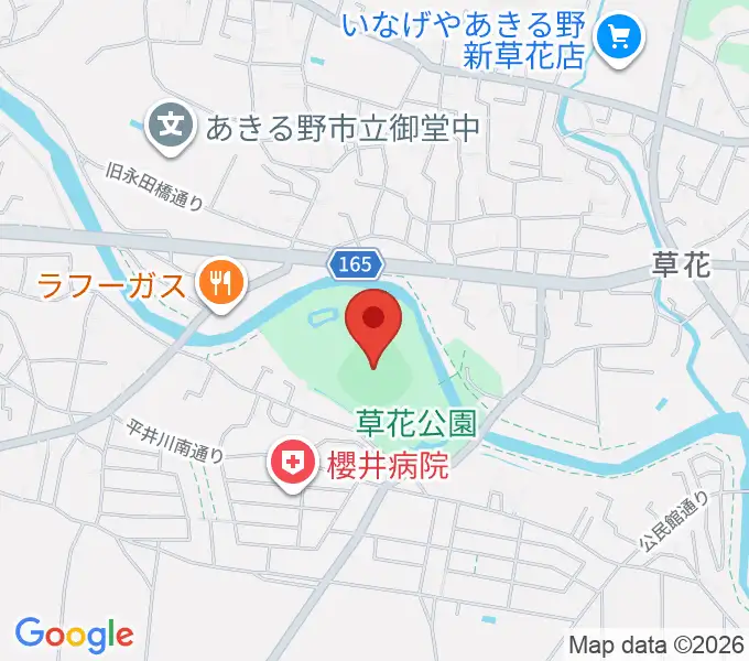 内田電気商会グリーンフィールド草花の地図