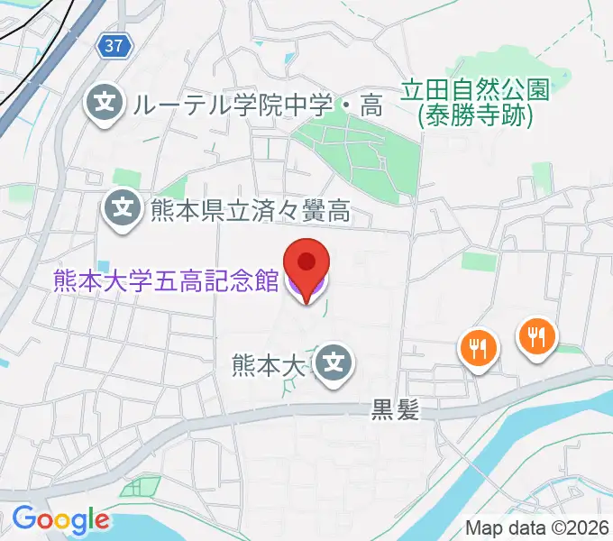 熊本大学五高記念館の地図