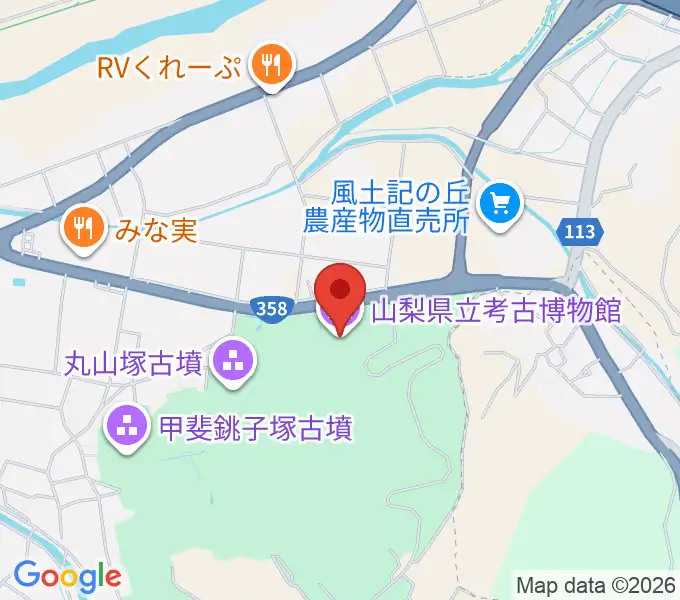 山梨県立考古博物館の地図