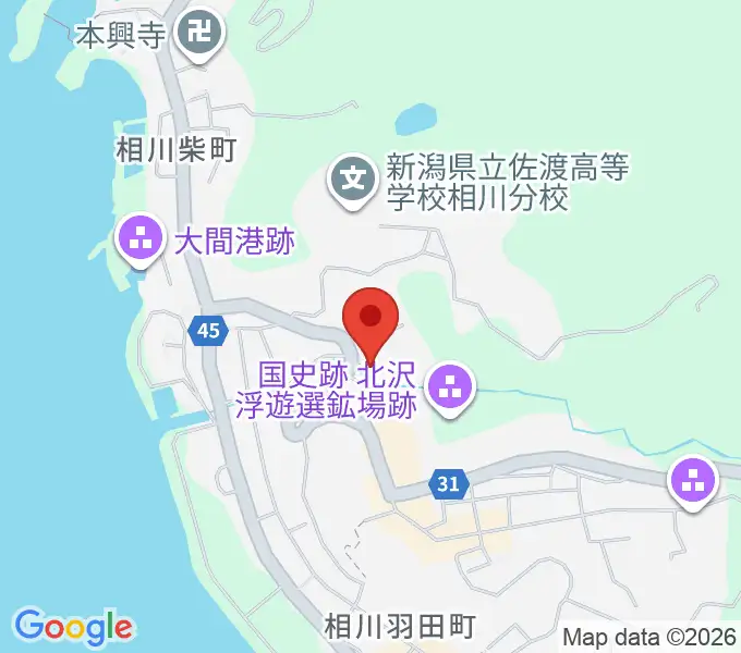 相川郷土博物館の地図