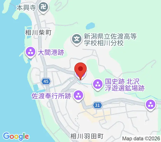 相川郷土博物館の地図