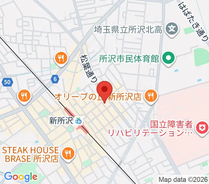 サウンドスタジオ フェスタ新所沢店の地図