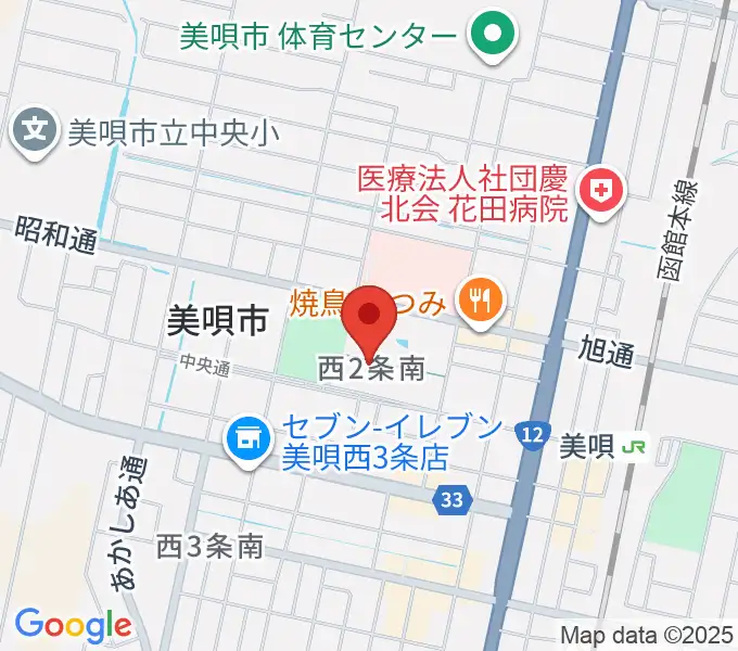 美唄市郷土史料館の地図