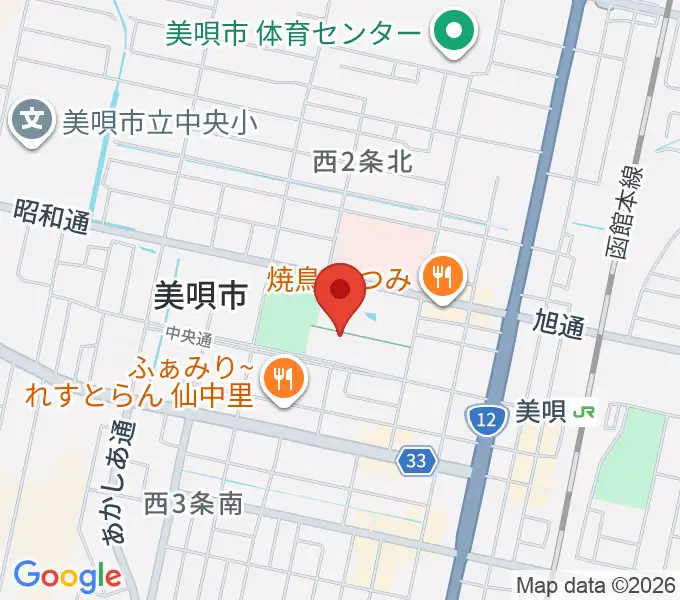 美唄市郷土史料館の地図