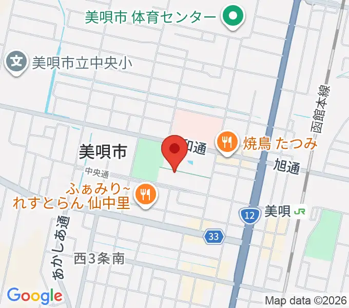 美唄市郷土史料館の地図