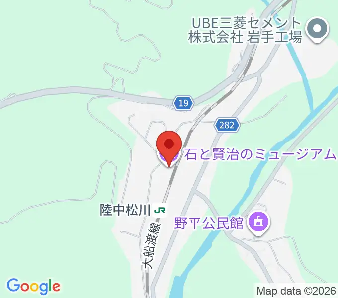 石と賢治のミュージアムの地図