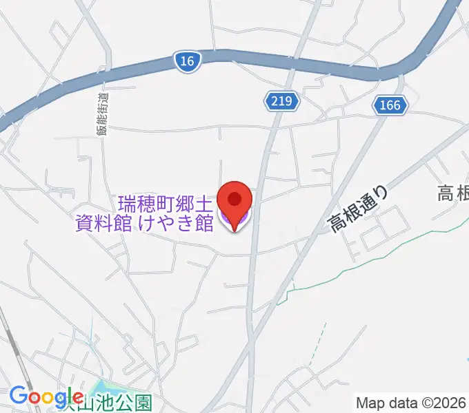 瑞穂町郷土資料館けやき館の地図