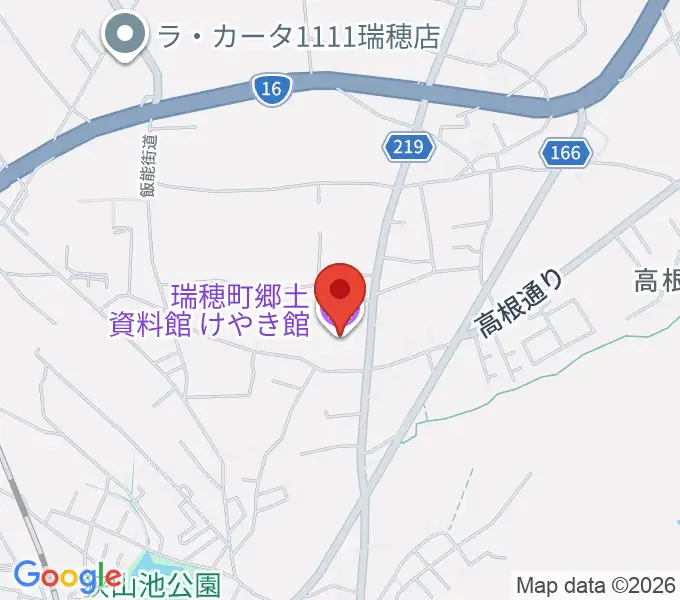 瑞穂町郷土資料館けやき館の地図